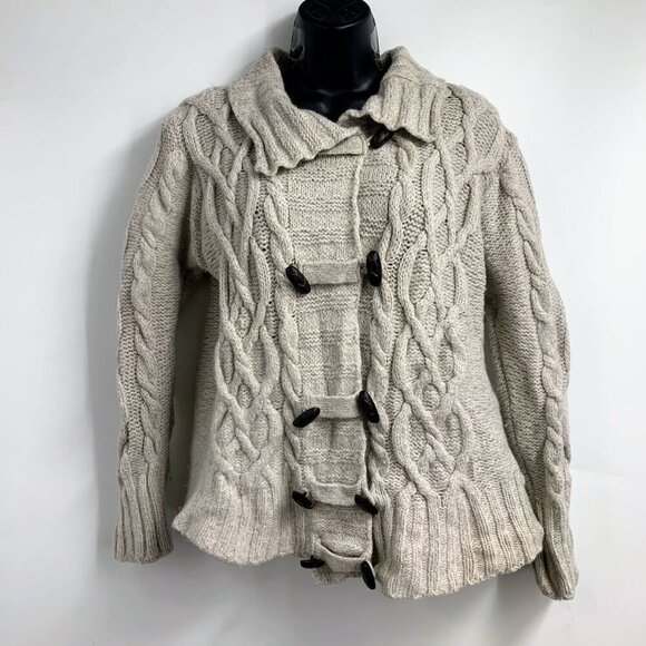Aran Crafts Women's 100% Merino Wool Button Front Long Sleeve Cardigan Size S - Picture 1 of 12